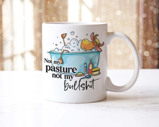 Funny Cow Mug & Coaster Set: Not My Pasture, Novelty Gift