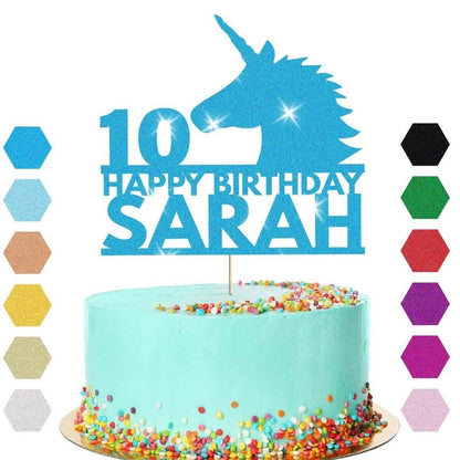 Unicorn Head Cake Topper Personalised Party Birthday Cake Decoration Any Name & Age