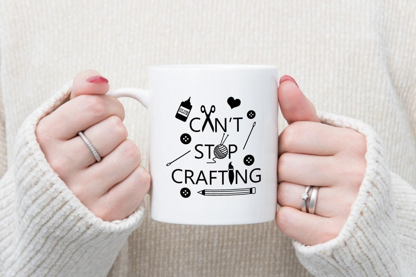 Cant Stop Crafting - Funny Ceramic Novelty Mug & Coaster Coffee Tea Cup Artistic Gift