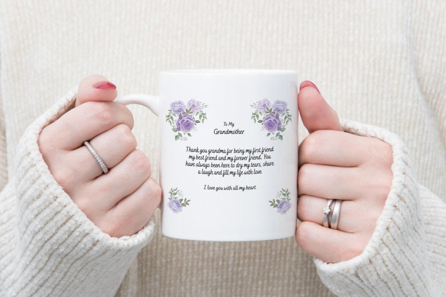 Grandmother Floral Coffee Mug & Coaster Gift Set