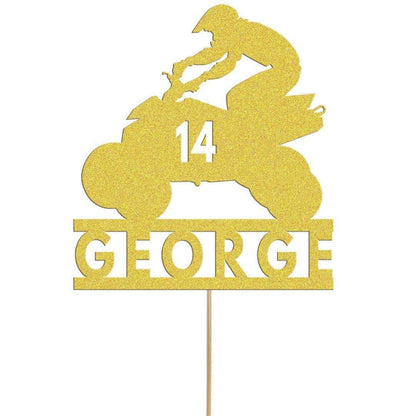 Personalised Glitter Quad Bike Cake Topper: Custom ATV Decoration
