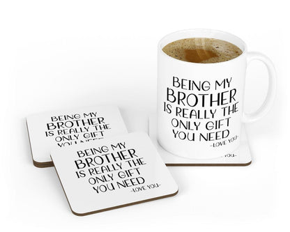 Being My Brother Mug & Coaster Set Birthday Christmas Funny Coffee Xmas Tea Gift