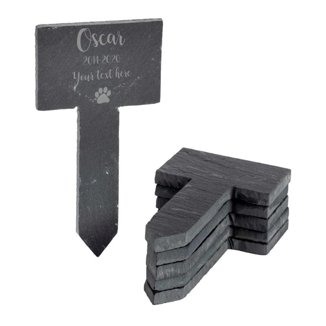 Personalised Dog Memorial Slate Plant Markers Laser Engraved Garden Labels With Any Text