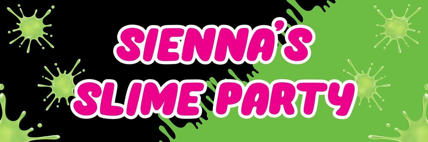 2 Personalised Green Slime Black Theme Party Celebration Banners Decor Posters