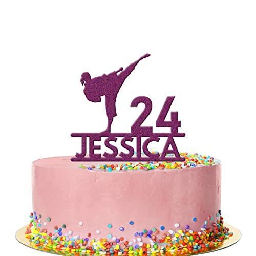 Personalised Name Karate Birthday Cake Topper Martial Arts Taekwondo Acrylic