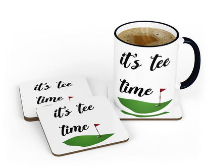 Tee Time Chuckles Humorous Golfers Mug & Coaster Set  Ideal For Birthdays And Christmas