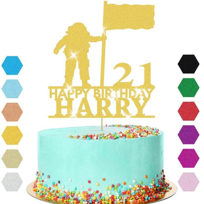 Astronaut Moon Cake Topper Personalised Boys Birthday Decoration Any Name & Age