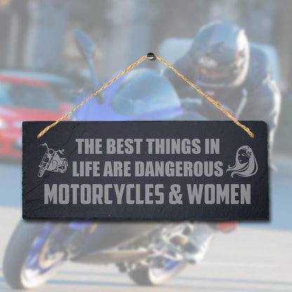 Motorbike Garage Plaque: Laser Engraved Slate Sign