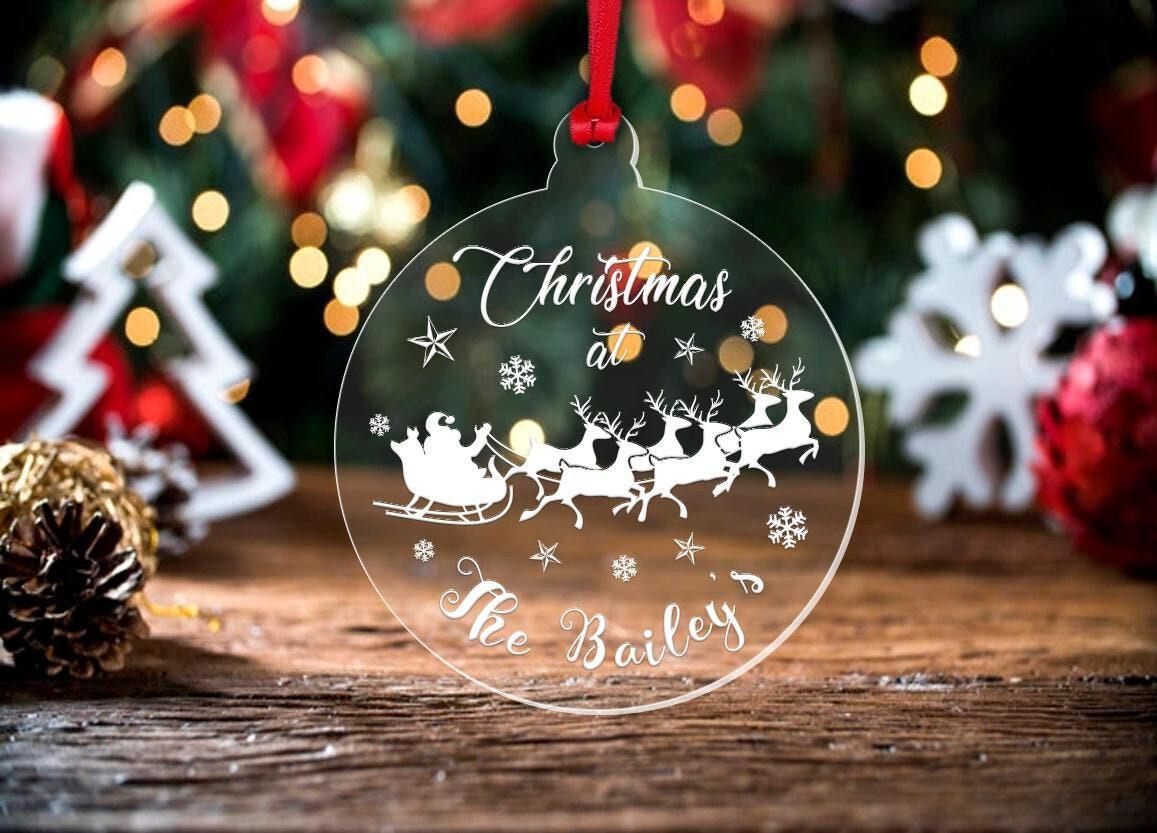 Personalised Family Name Christmas Bauble Surname Xmas Tree Hanging Ornament Gift