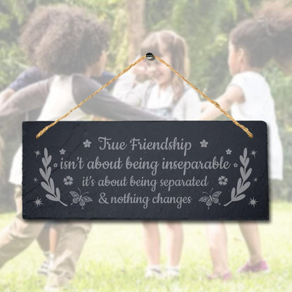 Friendship Slate Plaque: Laser Engraved Home Decor with Jute Rope