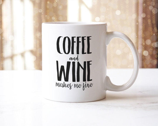 Coffee And Wine Mug & Coaster Set - Funny Novelty Gift