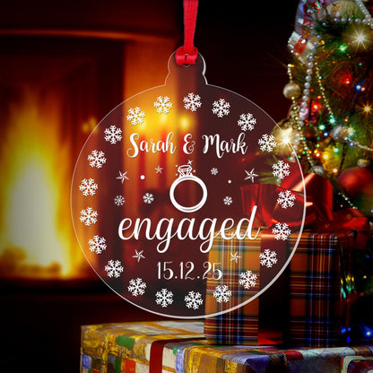 Personalised First Christmas Engaged Bauble 1st Xmas Decoration Engagement Gift