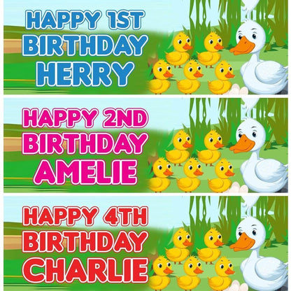 2 Personalised Five Little Ducks Birthday Celebration Banners Decoration Posters