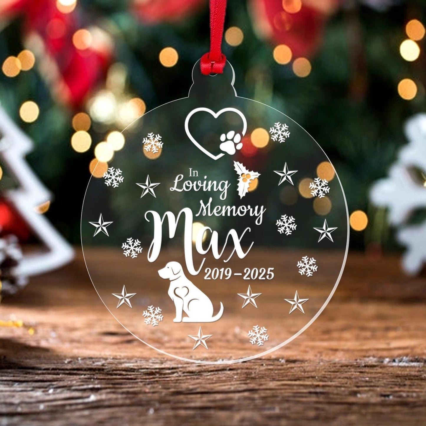 Personalised Memorial Christmas Bauble Dog Cat Pet Memorial Any Name Keepsake Gift