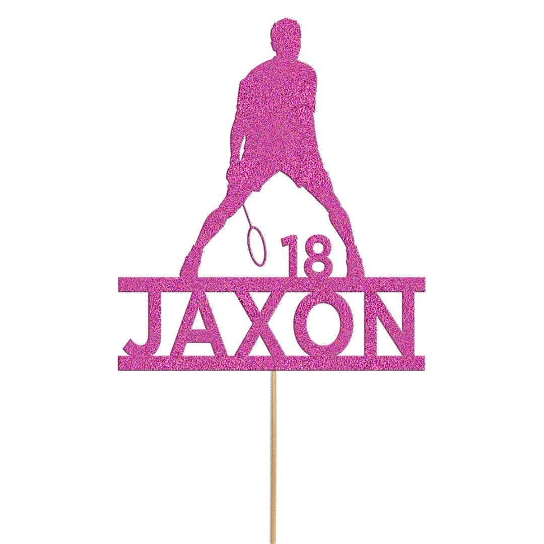 Personalised Badminton Cake Topper: Glitter Decoration With Custom  name & age