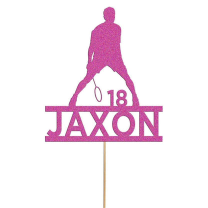 Personalised Badminton Cake Topper: Glitter Decoration With Custom  name & age