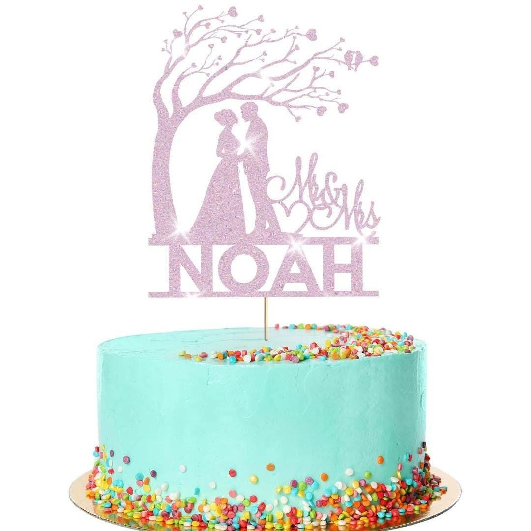 Personalised Wedding Cake Topper Mr & Mrs Anniversary Love Birds Cake Decoration