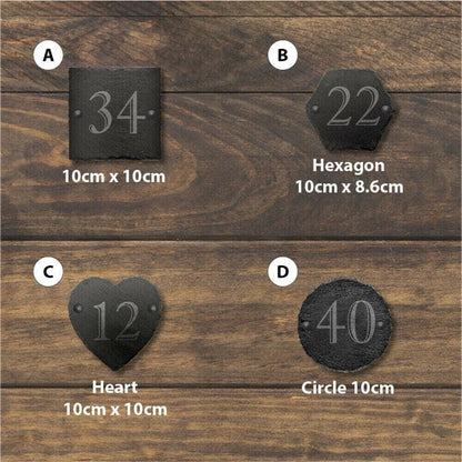 10cm Slate Personalised Door Number House Gate Sign Plaque Plate All Shapes