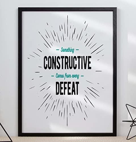 Something Constructive Comes Defeat Inspirational Quote Poster Print Wall