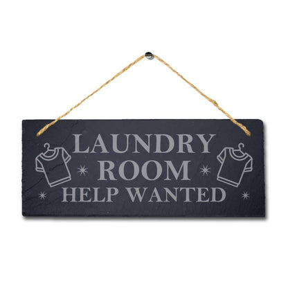 Laundry Room Help Laser Engraved Hanging Slate Kitchen Washing Home Plaque Sign