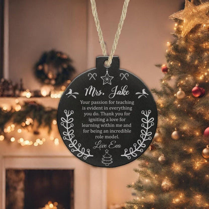 Personalised Christmas Bauble Thanksgiving Teacher Appreciation Xmas Tree Decoration Round Hanging Keepsake Gift