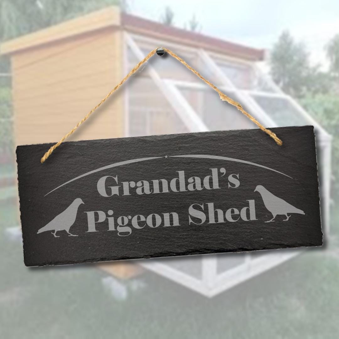 Grandads Pigeon Engraved Hanging Slate Outdoor Shed Porch Home Gift Plaque Sign