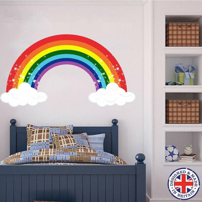 Rainbow Clouds Wall Decal: Vinyl Nursery Kids Bedroom Art Sticker
