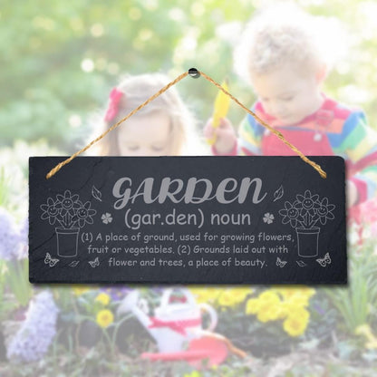 Garden A Place Of Ground Flowers Tree Fruits Engraved Hanging Slate Plaque Sign