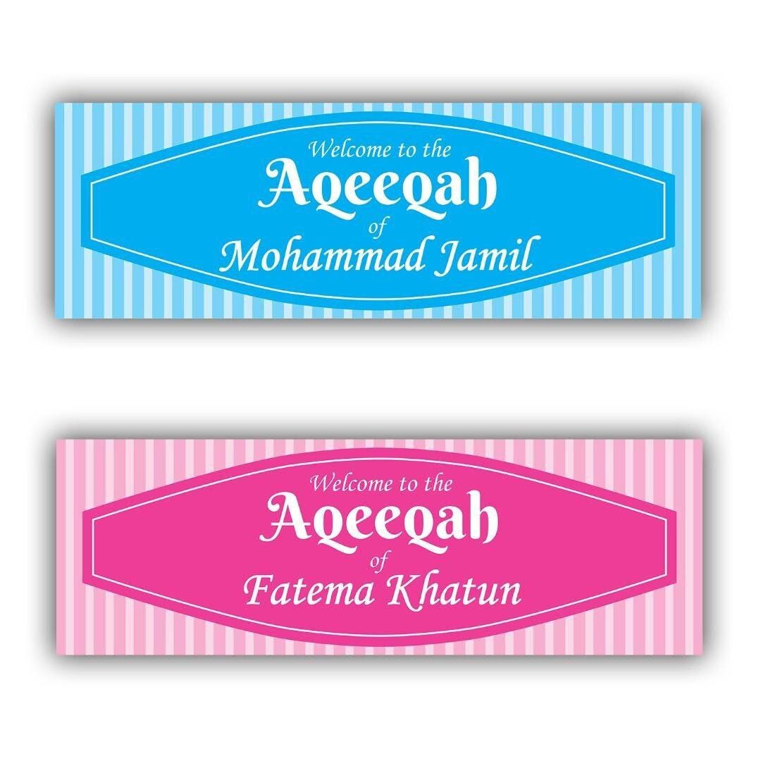2 Personalised Welcome To Aqiqah Party Celebration Banners Decoration Posters