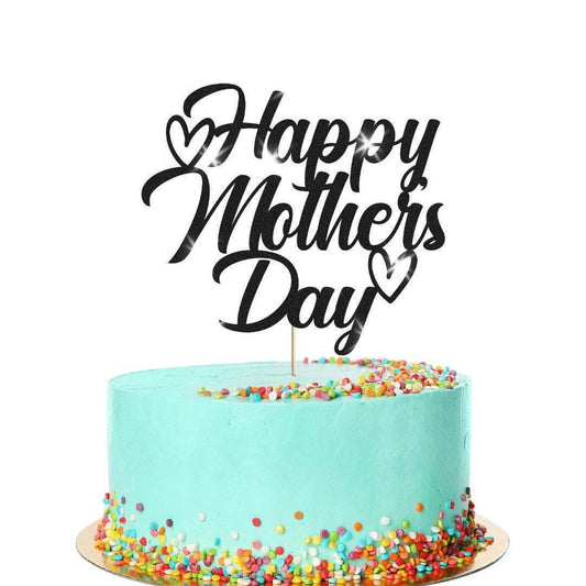 Happy Mothers Day Glitter Cake Topper Hearts Design Birthday Decoration