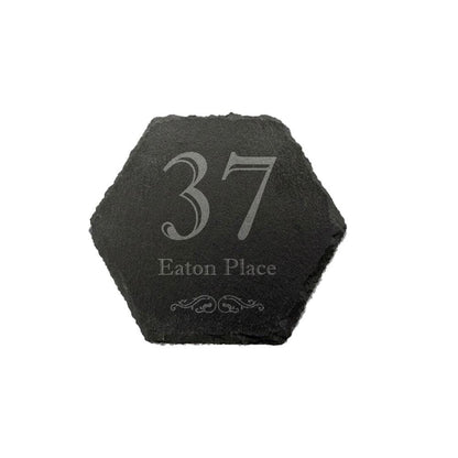 Large 31x27cm Hexagon Slate Personalised Door Number House Name Plaque Gate Sign
