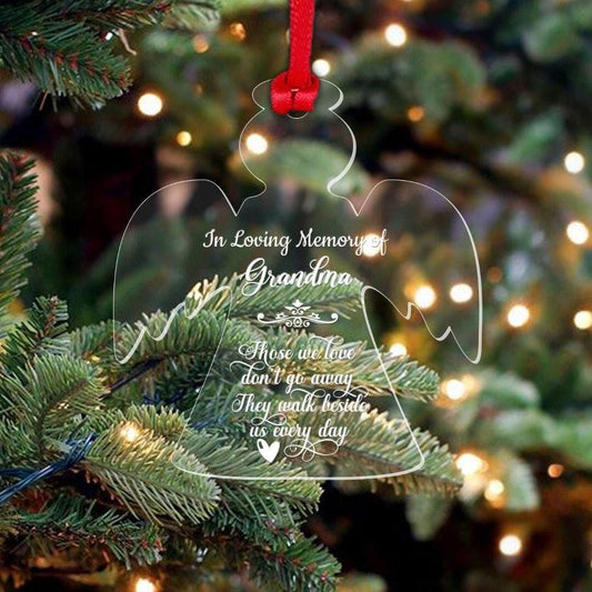 Personalised Name Memorial Christmas Bauble Xmas Tree Angel Remembrance Poem Gift