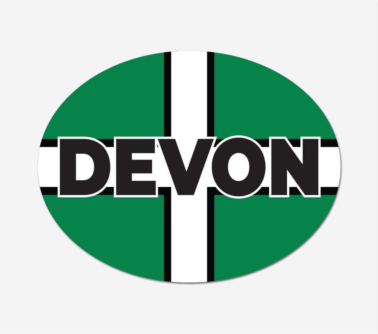 2 X Devon Car Stickers Union Flag Oval Self-adhesive Vinyl Car, Van, Lorry