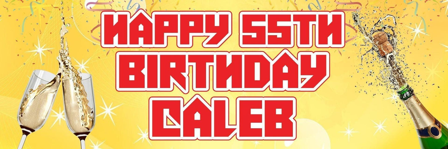 2 Personalised Birthday Banners For Men Women Champagne Themed Party Decoration Posters