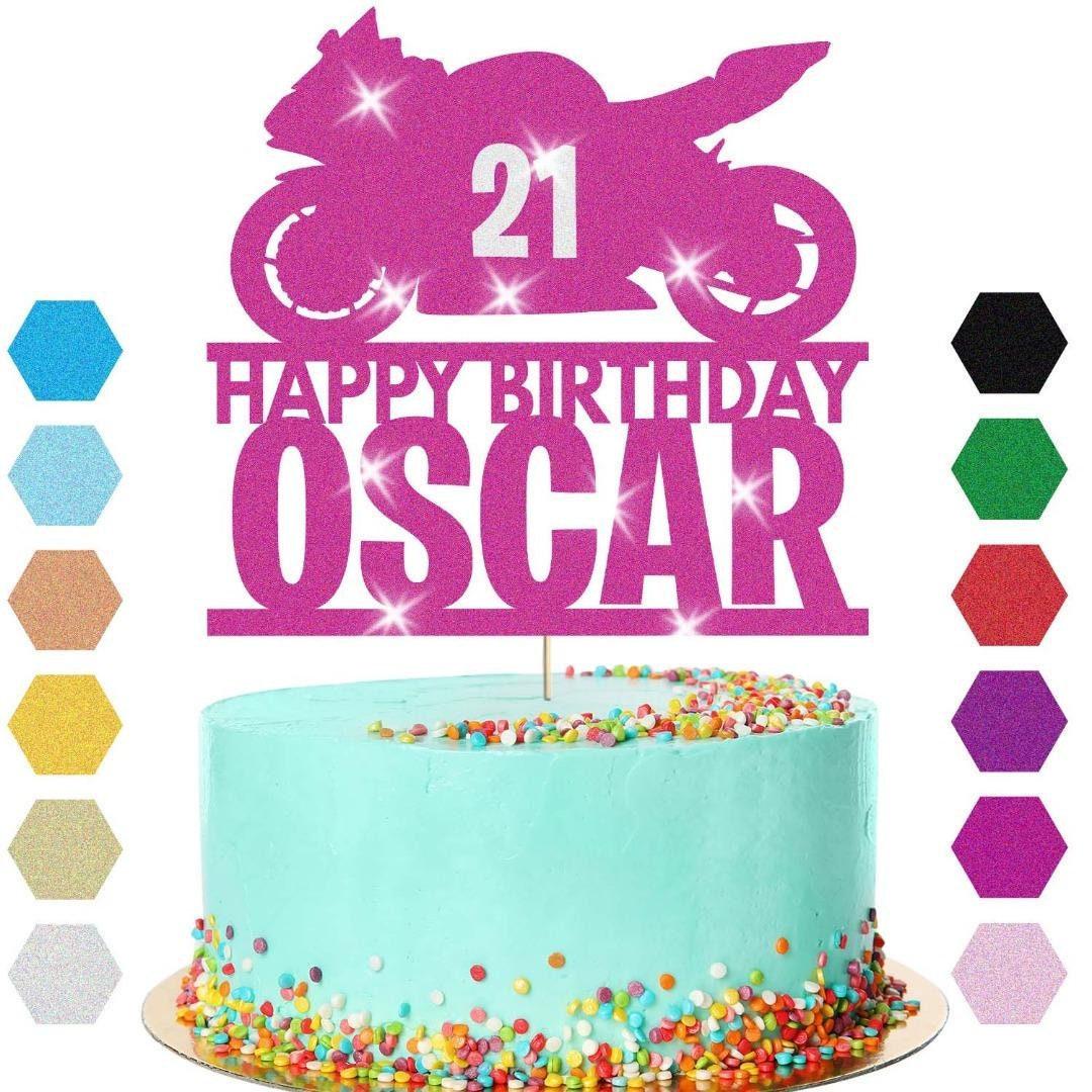 Motorbike Racing Cake Topper Personalised Boys Birthday Decoration Any Name Age