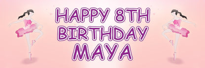 2 Personalised Pretty Ballerina Birthday Celebration Banners Decoration Posters