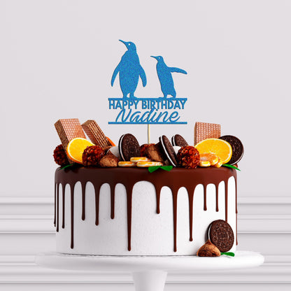 Custom Penguin Cake Topper Ideal for Animal Lovers' Birthday Cake Personalise with Any Name
