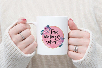This Meeting Is Bullshit Mug And Coaster Gift Set Novelty Funny Work Coffee Cup