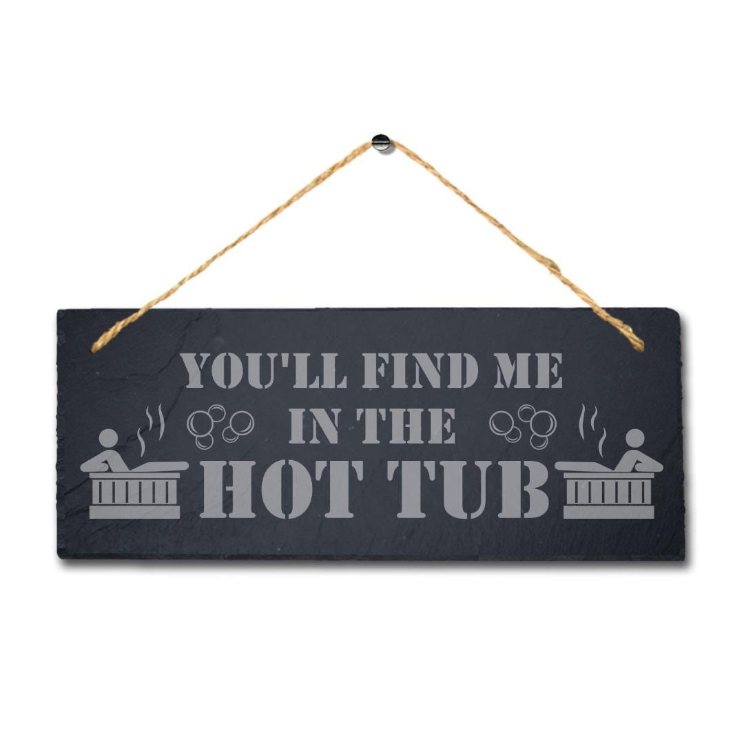 Hot Tub Decor: Laser Engraved Slate Pool Sign