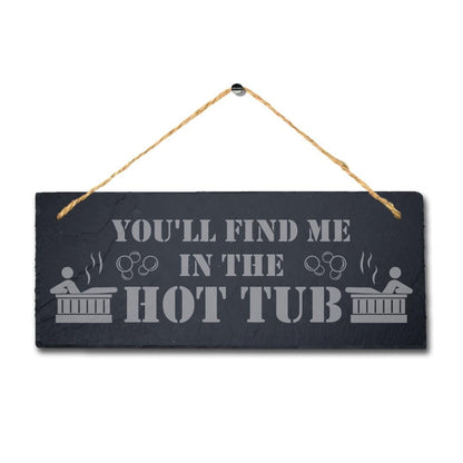 Hot Tub Decor: Laser Engraved Slate Pool Sign