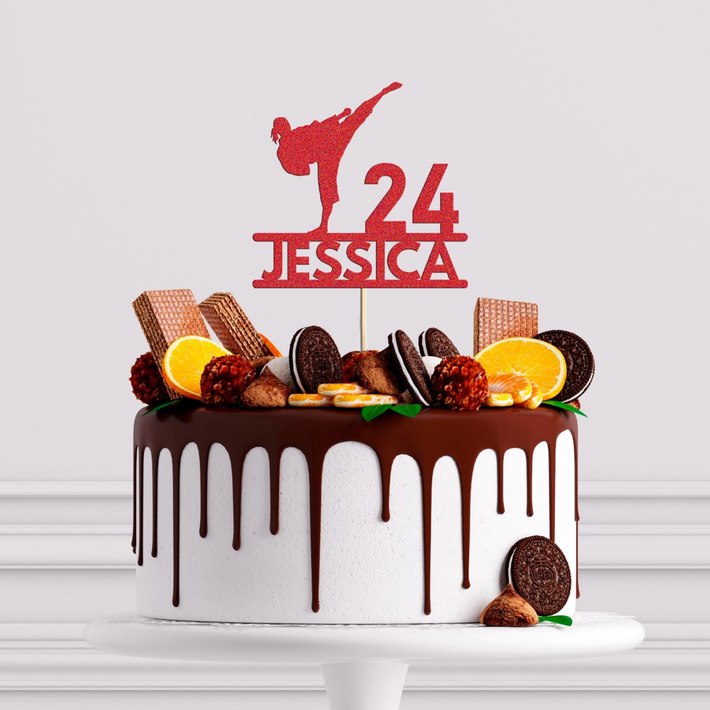 Custom Glitter MMA Cake Topper: Martial Arts Birthday Party