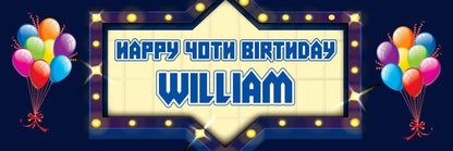 Personalised Birthday Banner: Retro Light Box Party Decoration (Set of 2)