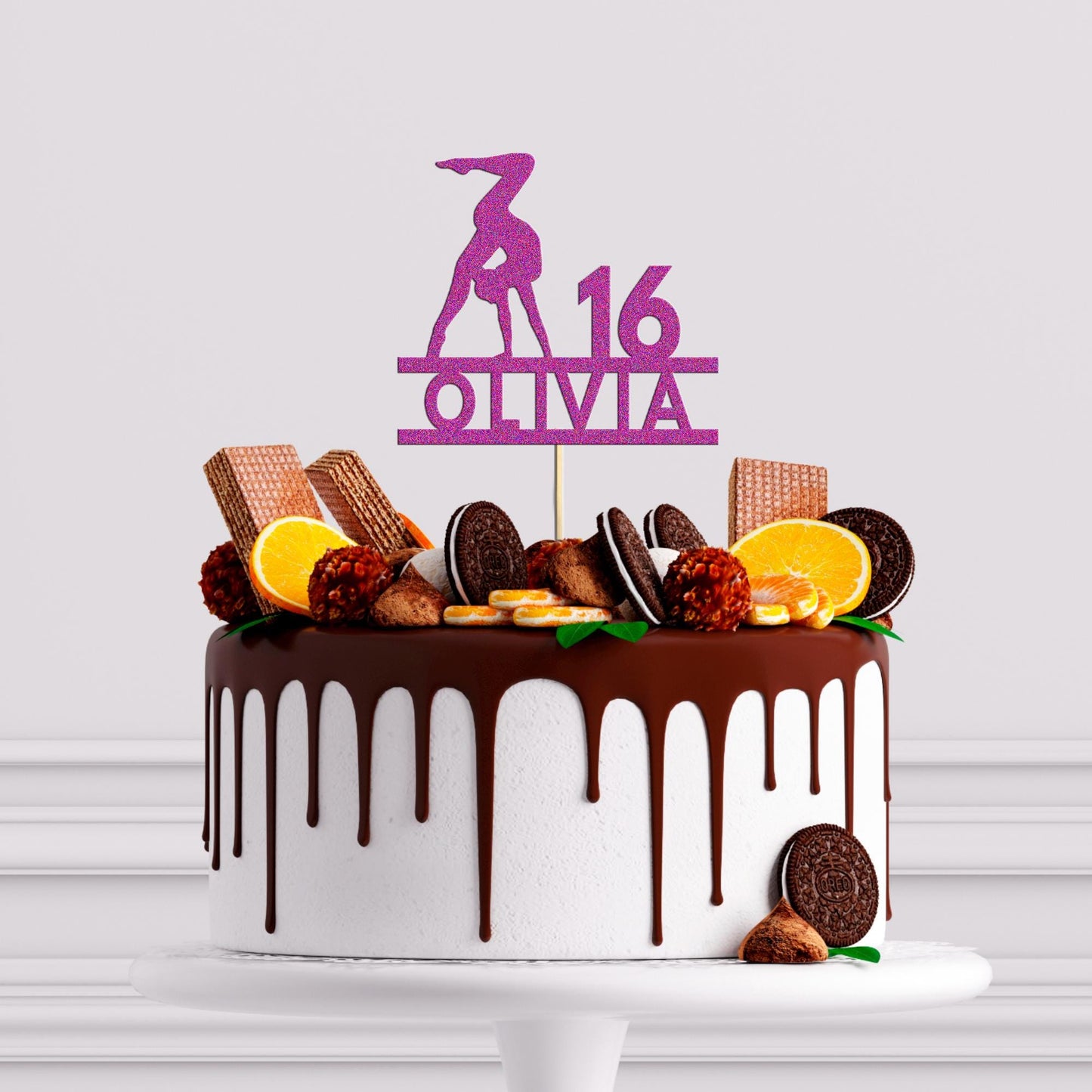 Gymnast Cake Topper Personalizsed Girl's Gymnastics Decoration Customise with Any Name and Age