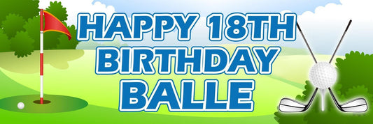 Personalised Golf Birthday Banners: Golfer Party Decorations (Set of 2)