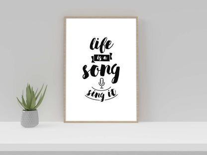 Life Is A Song Sing It Inspirational Positive Quote Life Poster Print Wall