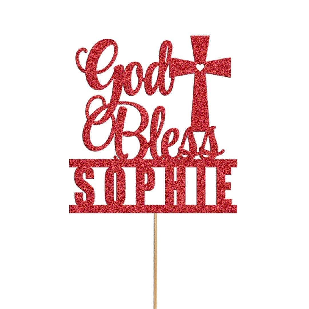 Personalised Glitter Cake Topper: Baptism, Confirmation, Christening