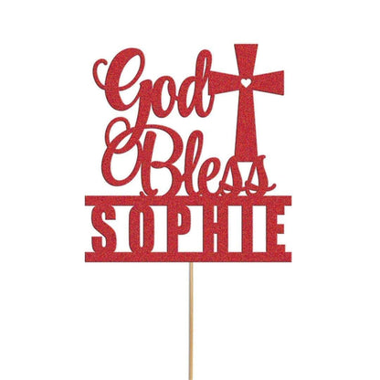Personalised Glitter Cake Topper: Baptism, Confirmation, Christening
