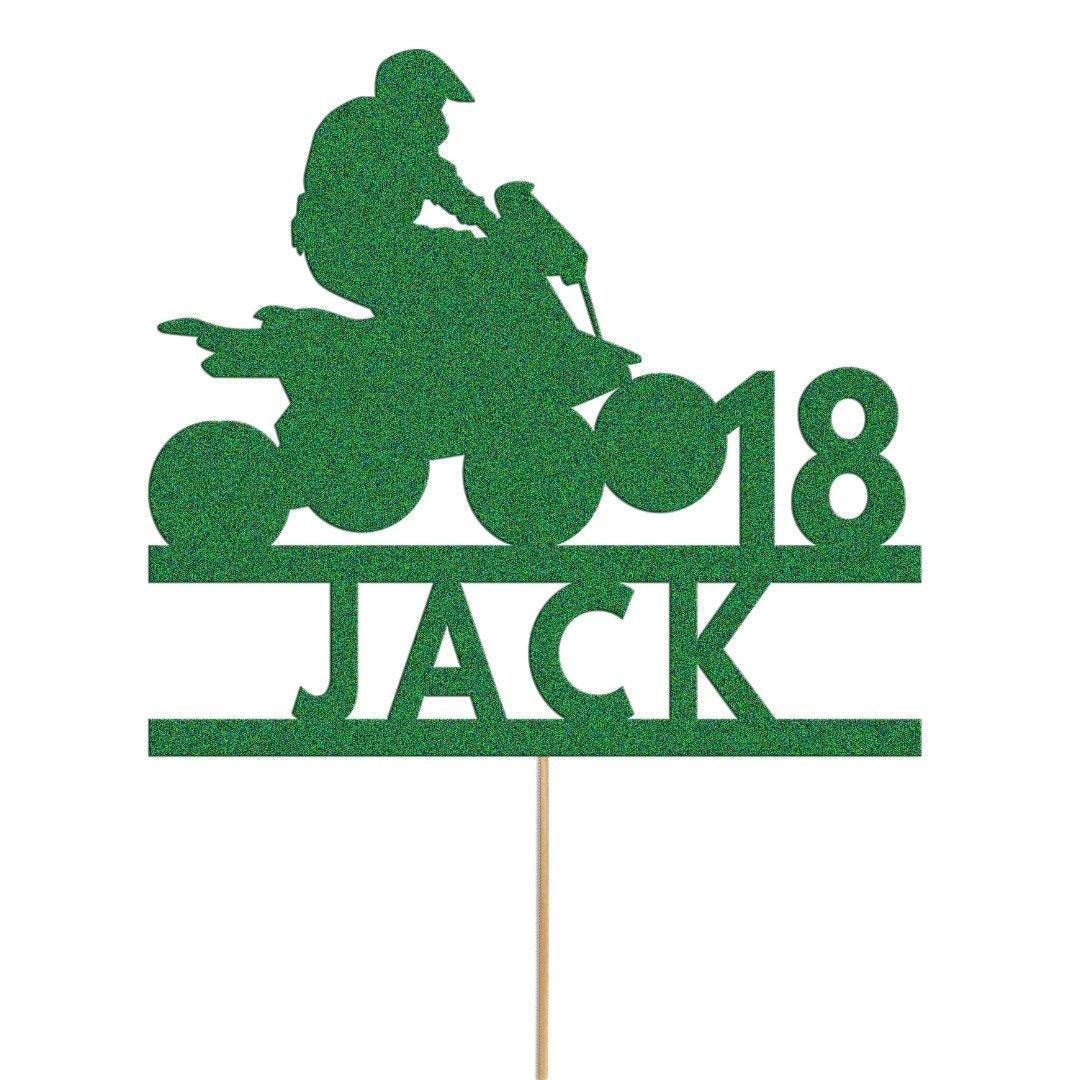 Personalised Quad Bike Glitter Cake Topper: Any Name & Age