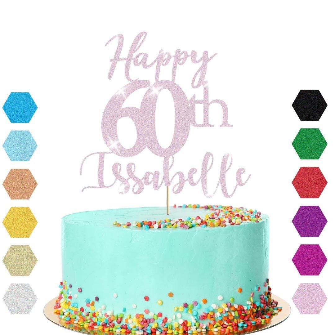 Personalised Name 60th Birthday Glitter Cake Topper Party Cake Decoration Gift
