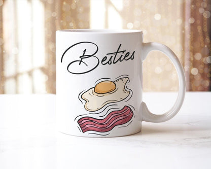 Besties Bacon & Egg Mug and Coaster Set: Friendship Gift